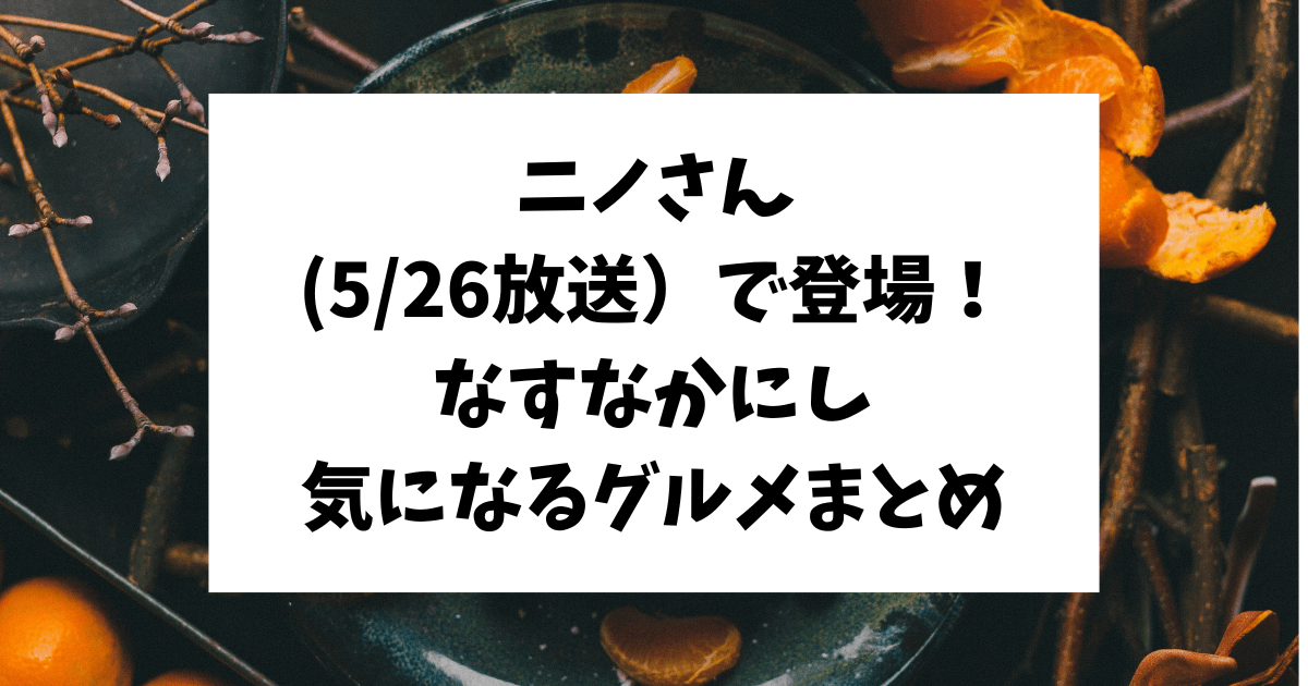 ニノさん　5月26日放送　なすなかにし　グルメ